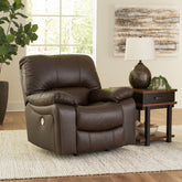 Tampa Furniture Outlet Lutz - Ashley Furniture - Leesworth Living Room - Power Rocker Recliner / Dark Brown - U4380898